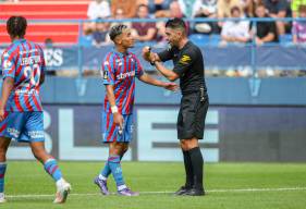 Pierre Gaillouste et Bilal Brahimi lors du premier match de la saison face au Paris FC à d'Ornano