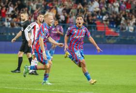 La joie de Bilal Brahimi sur son but face à l'AC Ajaccio ce soir à d'Ornano