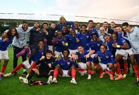 La joie de l'Équipe de France après le succès face à l'Ukraine en demi-finale de l'Euro U19 hier (1-0)